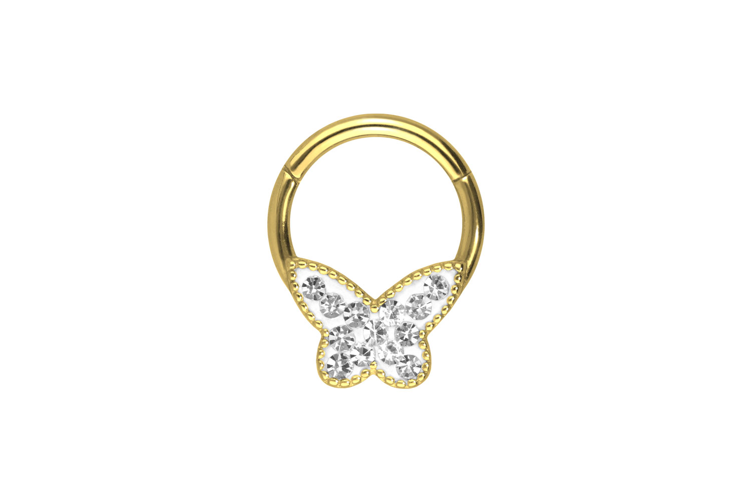 Chirurgenstahl Segmentring Clicker Piercing KRISTALLSCHMETTERLING